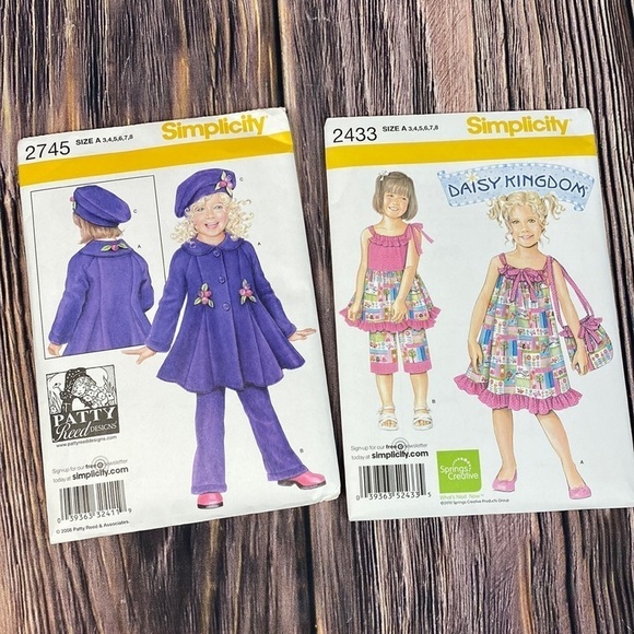 Simplicity Size A Girl’s Patterns #2745 & 2433 - Picture 1 of 4
